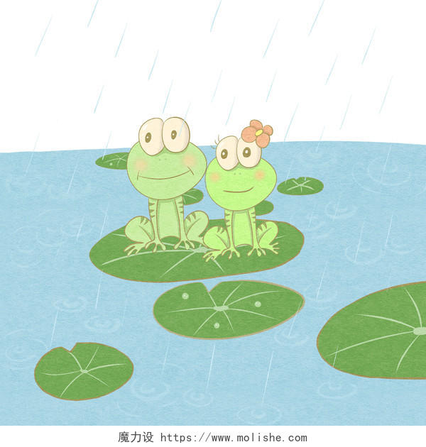 夏天夏日节气池塘边的青蛙